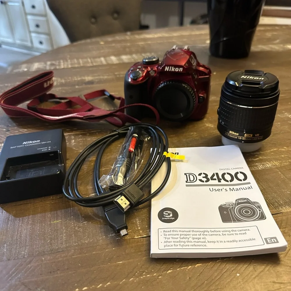 Nikon D3400 DSLR Camera in Vibrant Red